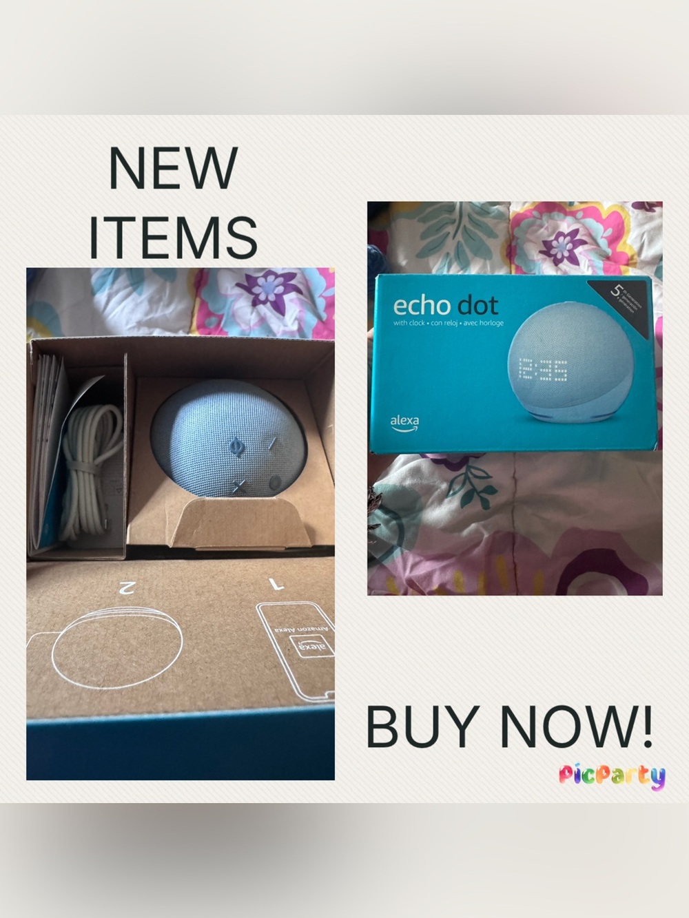 Amazon Echo Dot with Clock Smart Speaker in Light Blue